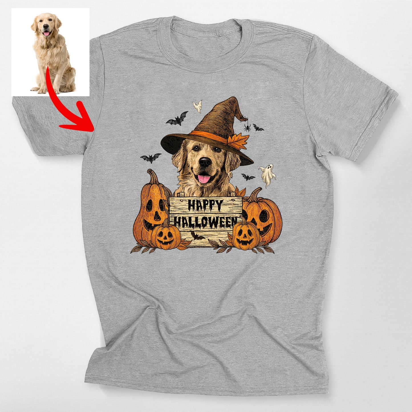 Happy Halloween Dog Witch Bella Canvas T-Shirt for Dog Lovers