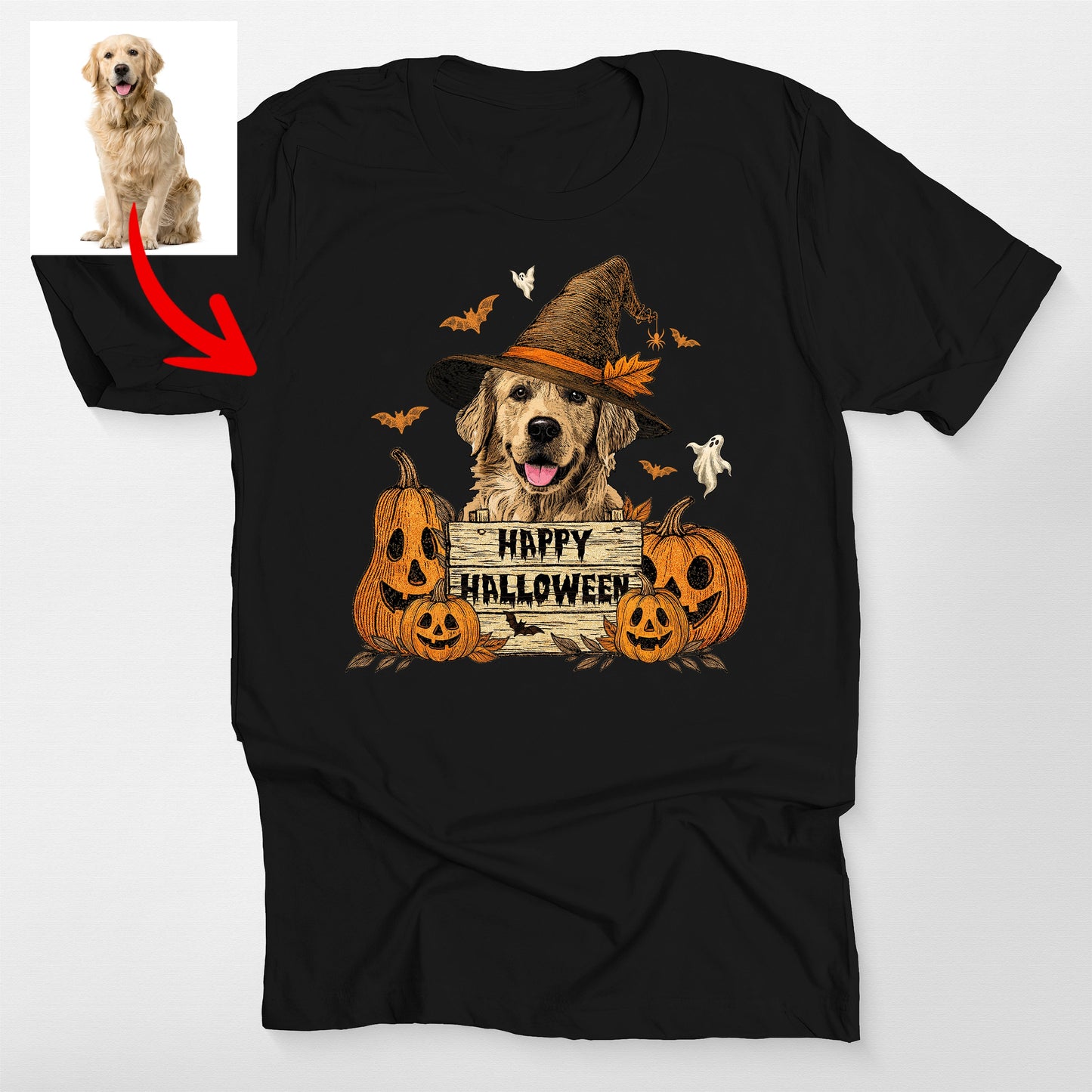Happy Halloween Dog Witch Bella Canvas T-Shirt for Dog Lovers