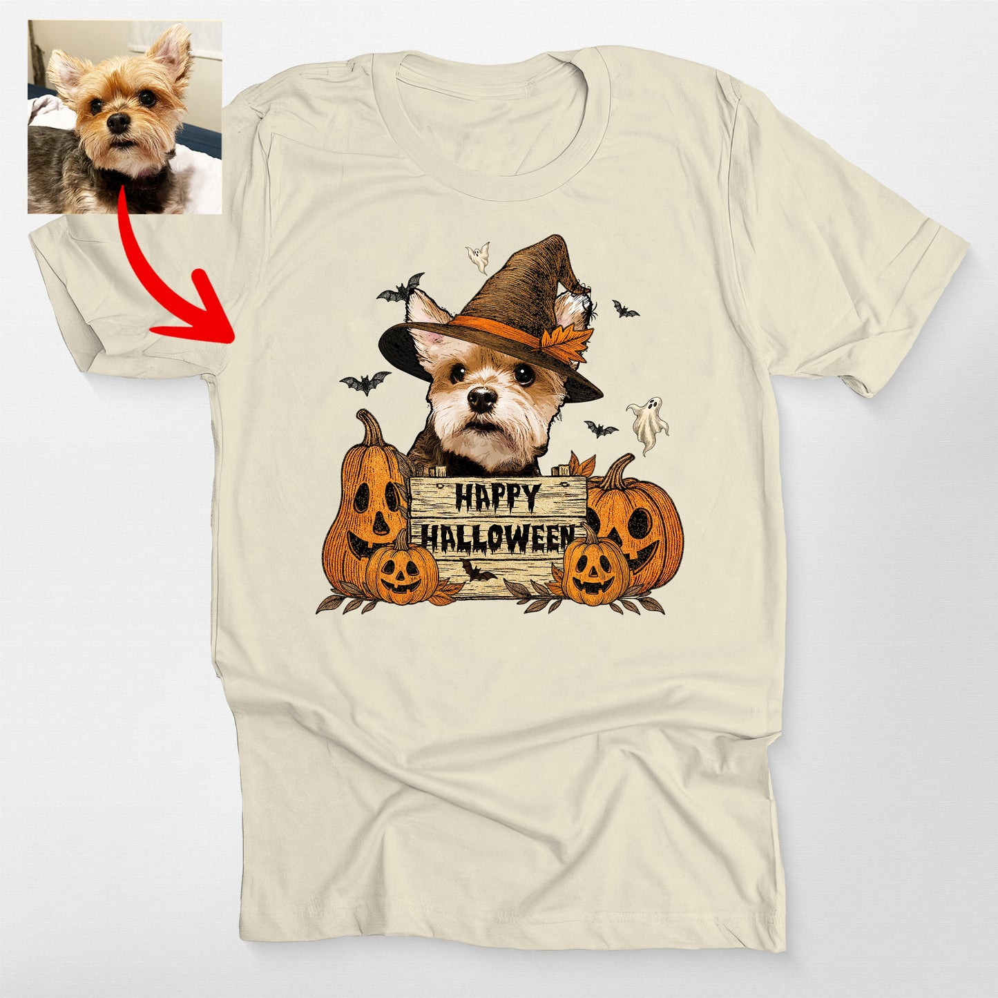 Happy Halloween Dog Witch Bella Canvas T-Shirt for Dog Lovers