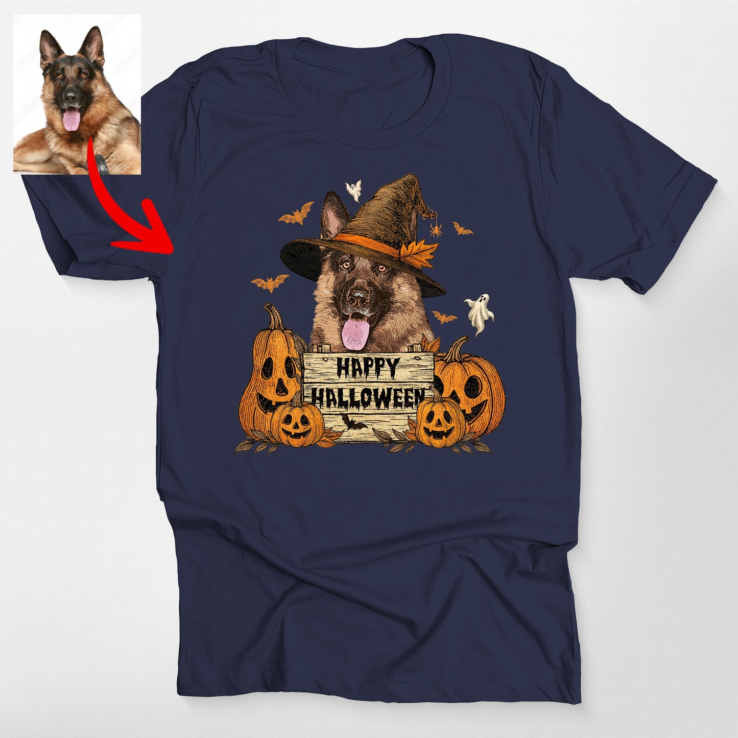 Happy Halloween Dog Witch Bella Canvas T-Shirt for Dog Lovers
