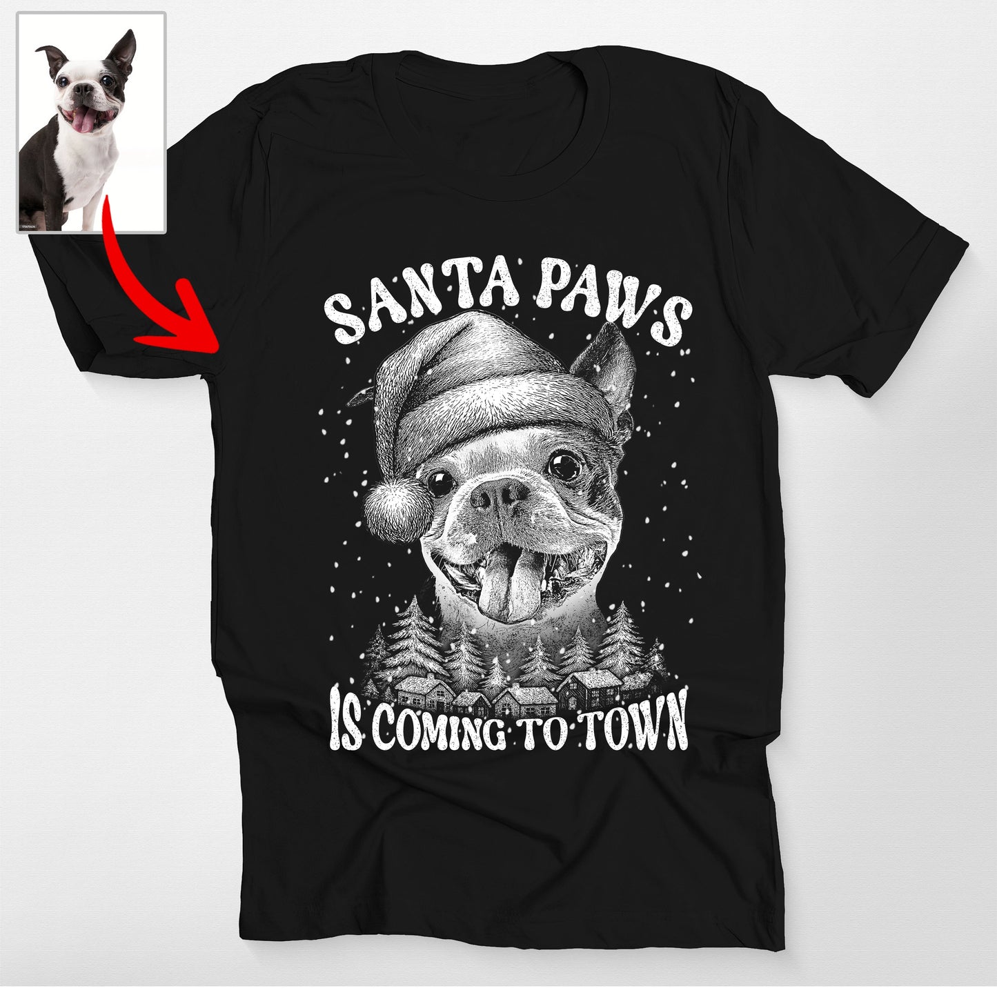 Santa Paws Dog Mom Bella Canvas T-Shirt. Christmas Gift