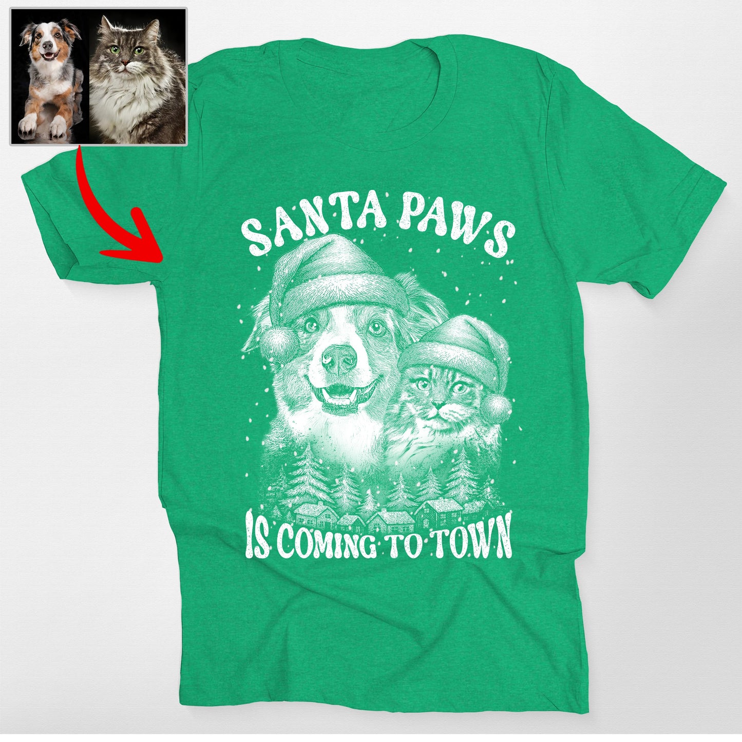 Santa Paws Dog Mom Bella Canvas T-Shirt. Christmas Gift