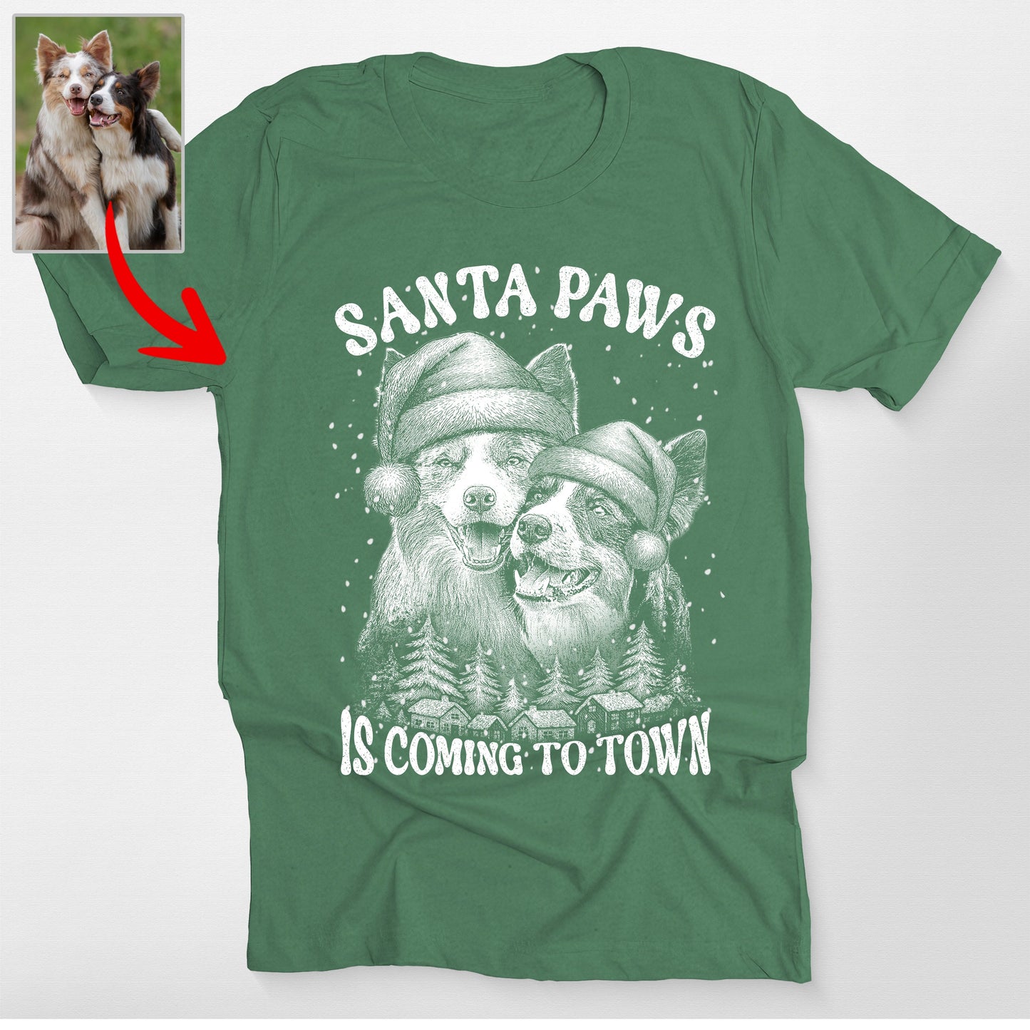 Santa Paws Dog Mom Bella Canvas T-Shirt. Christmas Gift