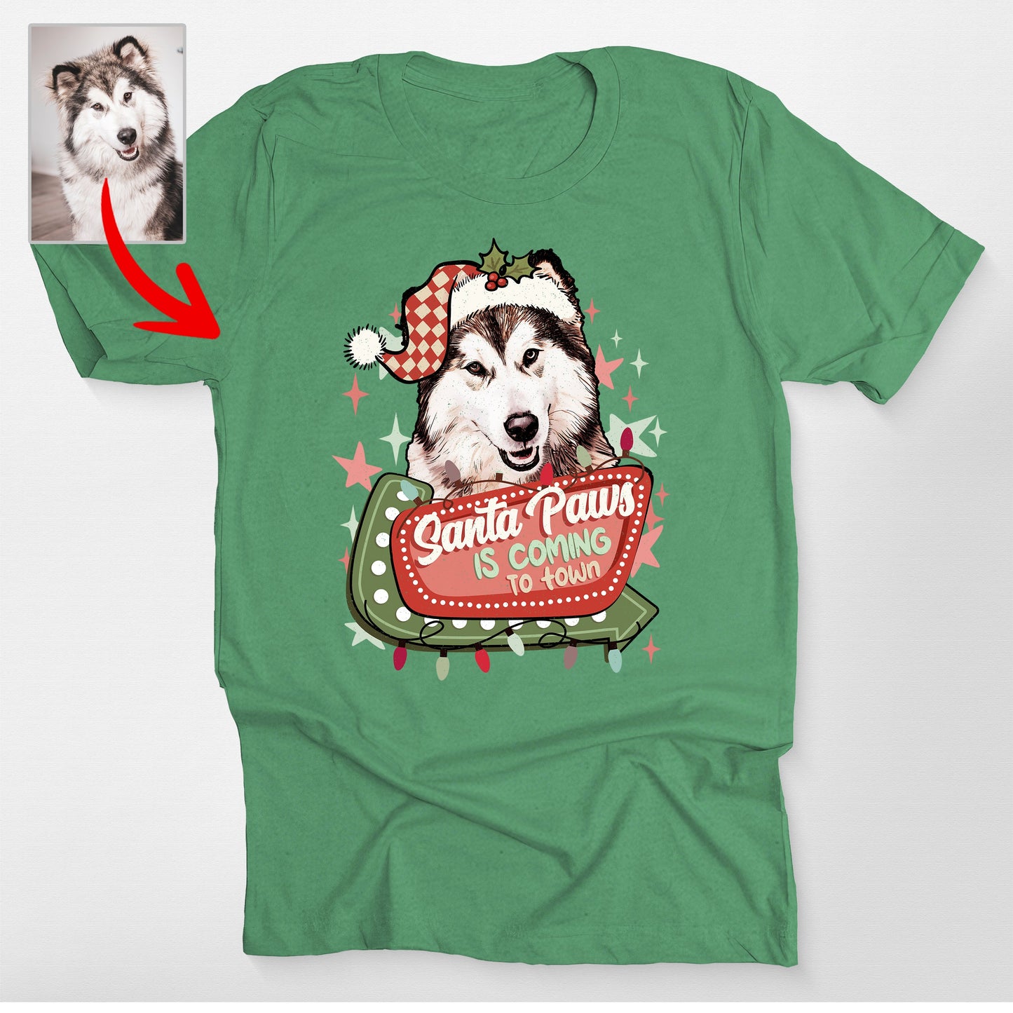 Santa Paws Is Coming To Town Bella Canvas Christmas TShirt