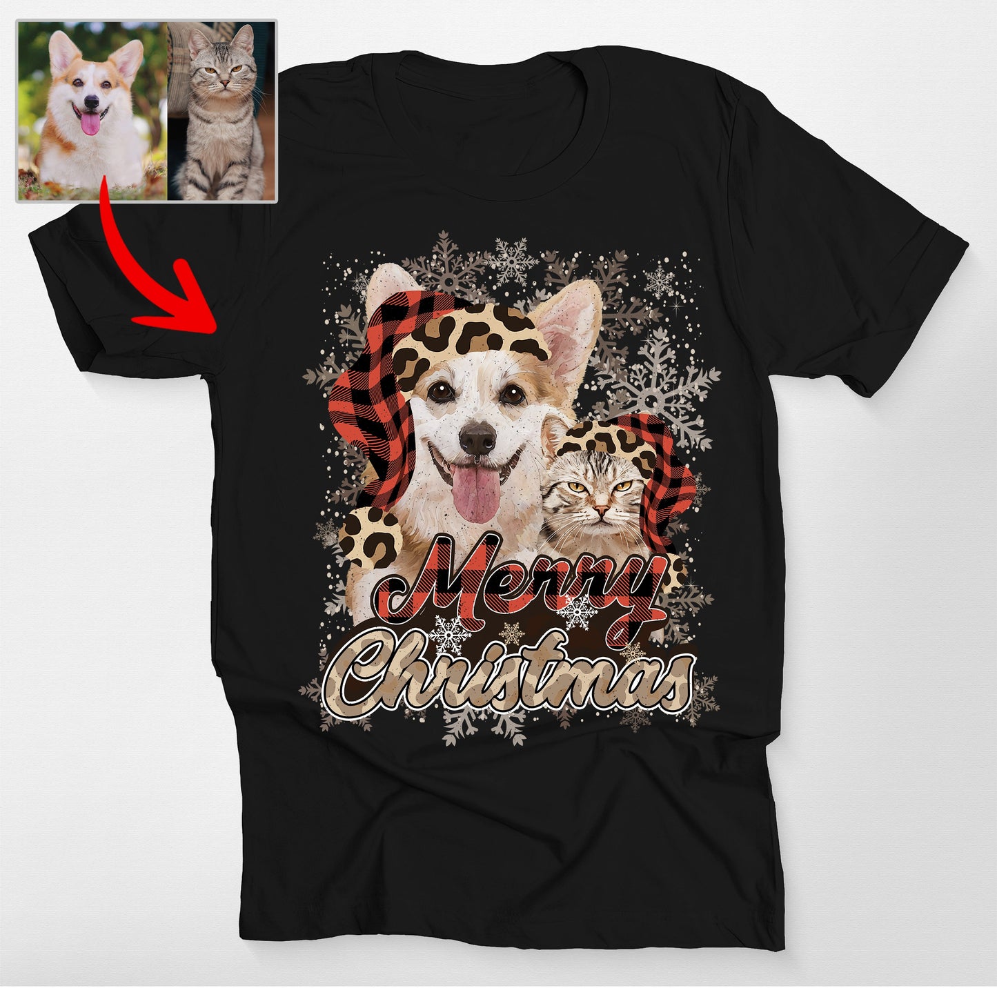 Merry Woofmas Custom Dog Leopard Bella Canvas TShirt For Dog Moms