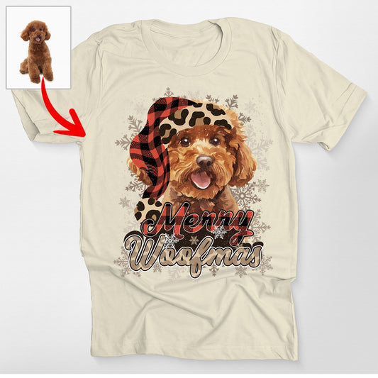 Merry Woofmas Custom Dog Leopard Bella Canvas TShirt For Dog Moms