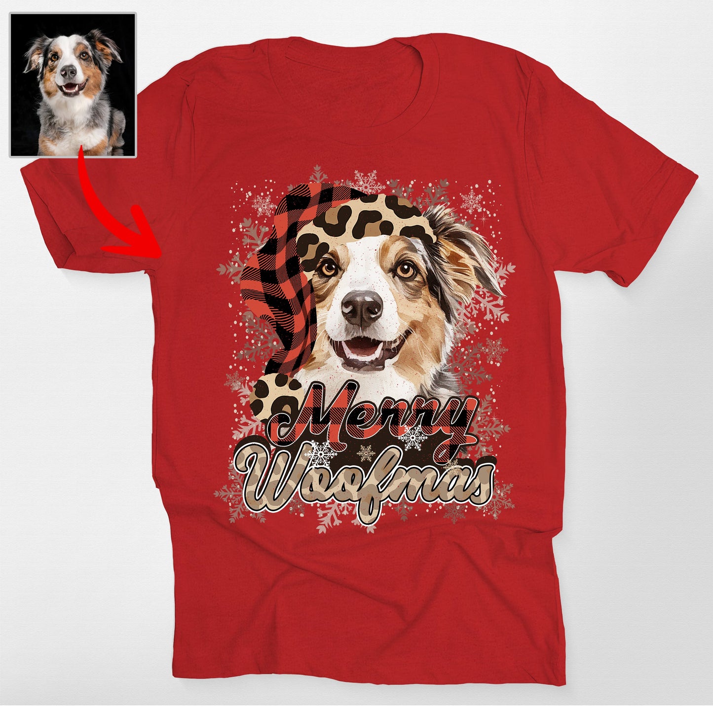 Merry Woofmas Custom Dog Leopard Bella Canvas TShirt For Dog Moms