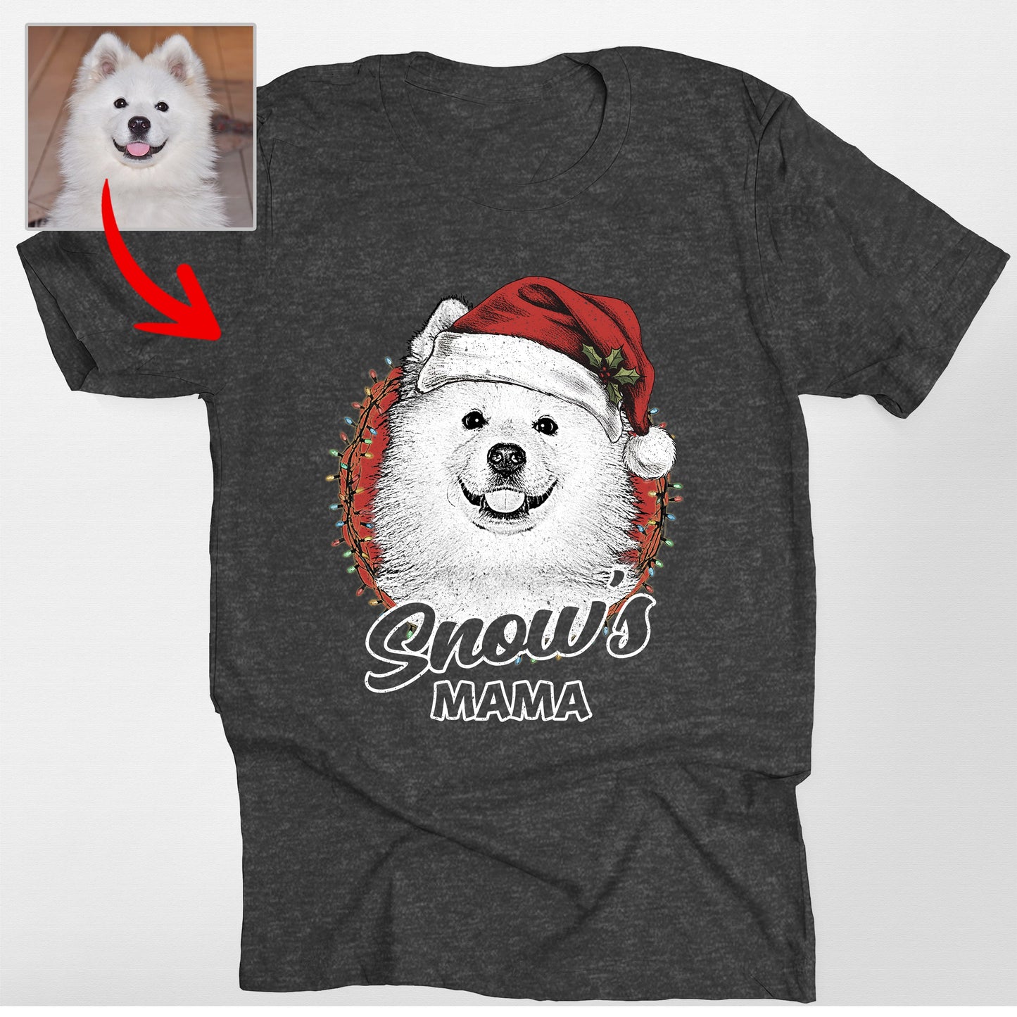Custom Dog Santa Hat Christmas Bella Canvas T-Shirt