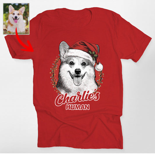 Custom Dog Santa Hat Christmas Bella Canvas T-Shirt