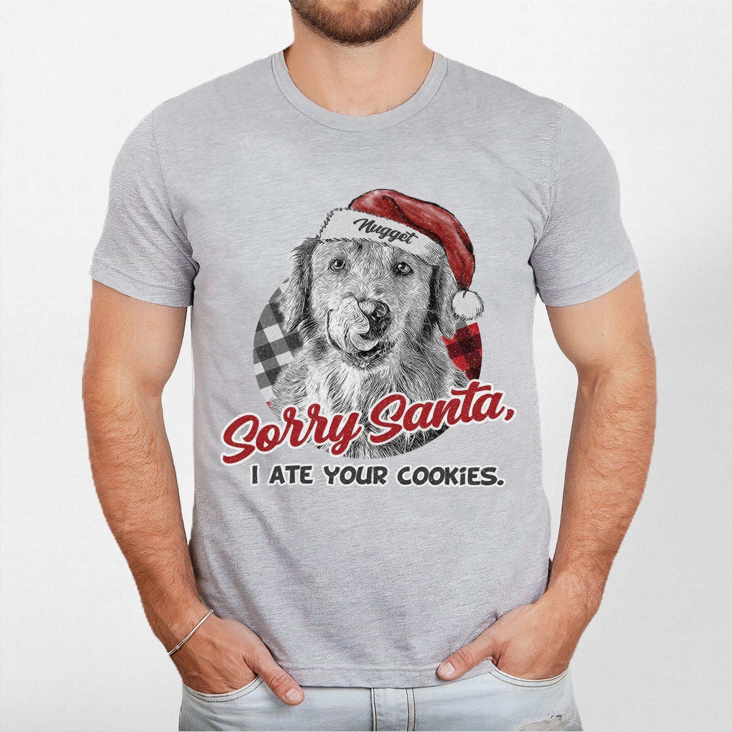Funny Dog Lovers Christmas Crewneck - Custom Pet Portrait Santa Gift