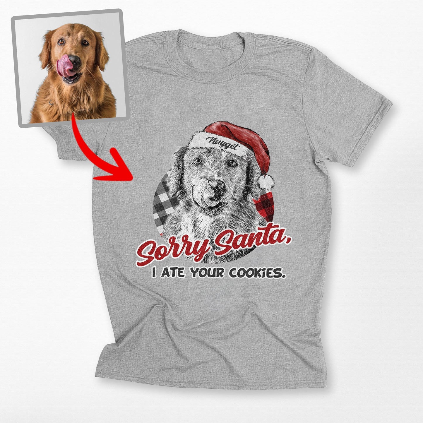 Funny Dog Lovers Christmas Crewneck - Custom Pet Portrait Santa Gift