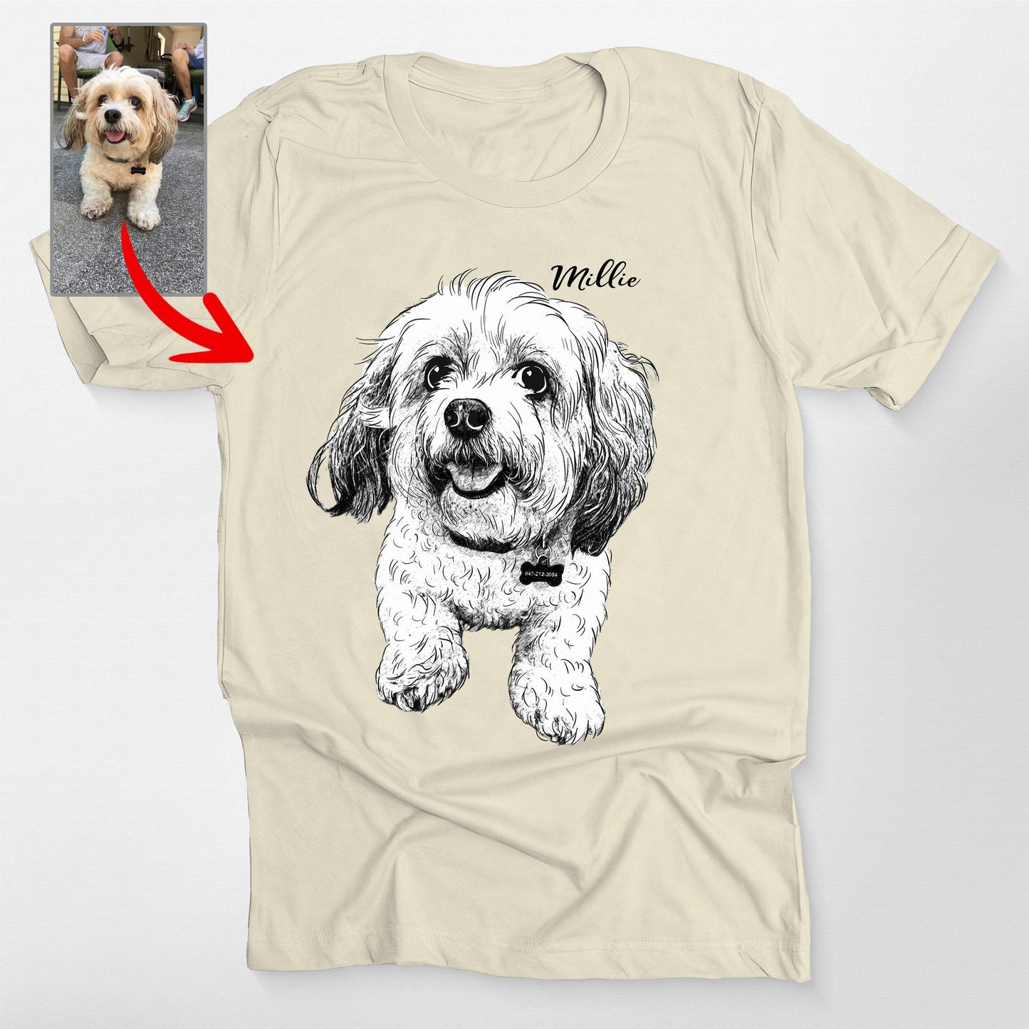 Custom Hand-Drawn Dog Sketch Bella Canvas Shirt for Dog Lovers
