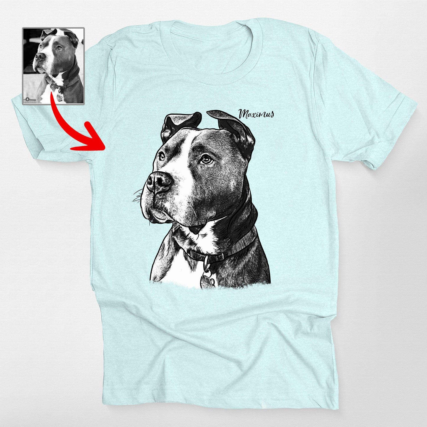Custom Hand-Drawn Dog Sketch Bella Canvas Shirt for Dog Lovers