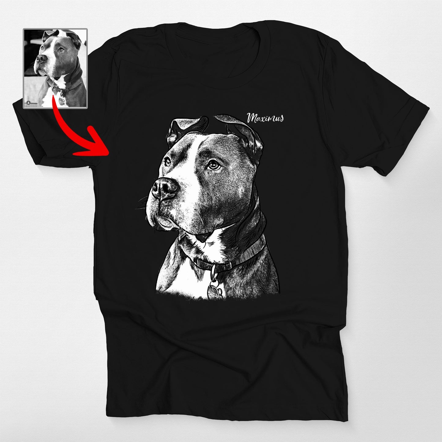 Custom Hand-Drawn Dog Sketch Bella Canvas Shirt for Dog Lovers