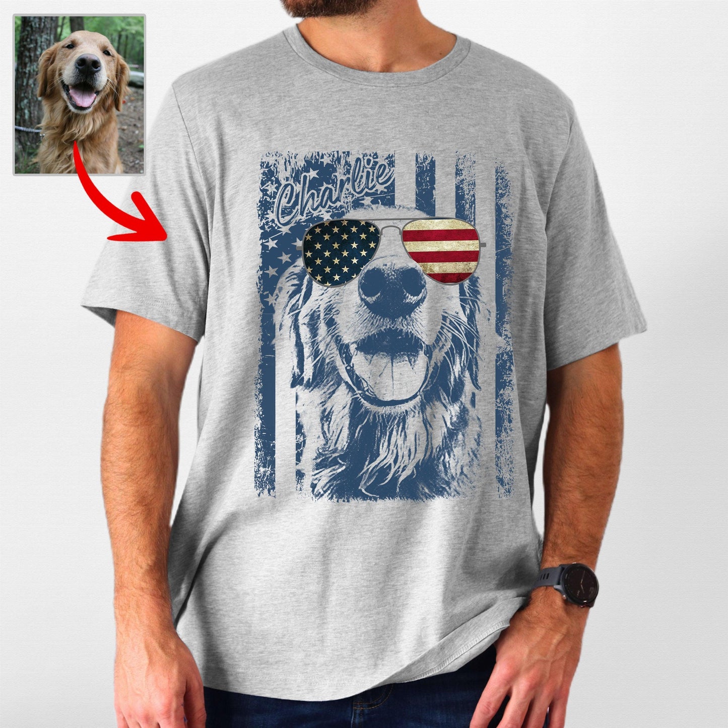 Patriotic Custom Dogface T-Shirt For Dad