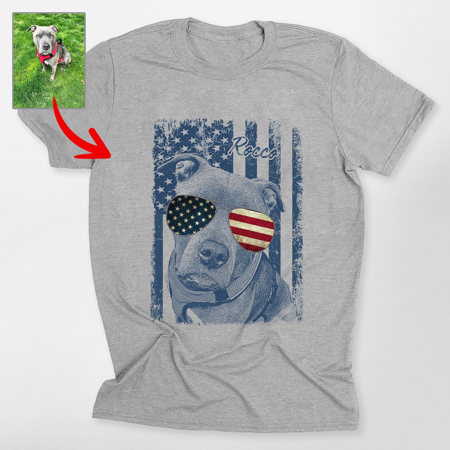 Patriotic Custom Dogface T-Shirt For Dad