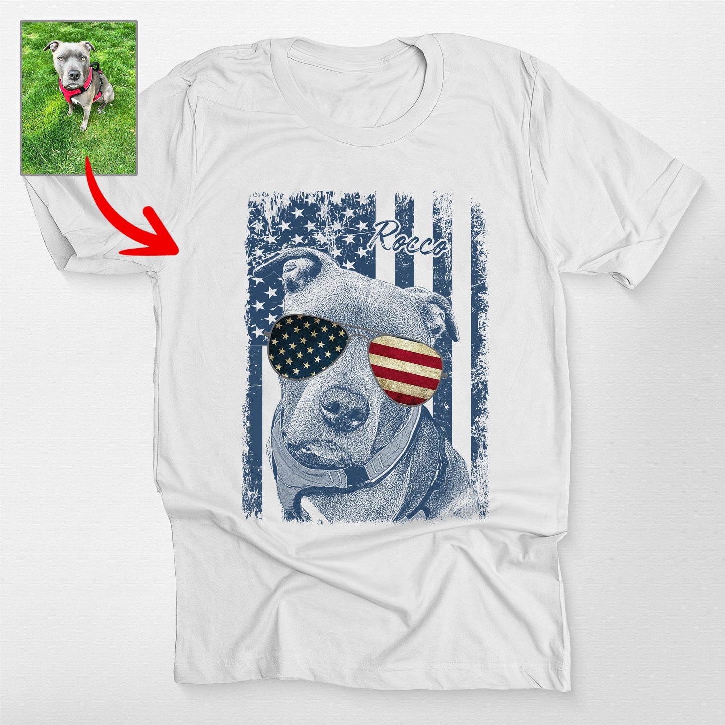 Patriotic Custom Dogface T-Shirt For Dad
