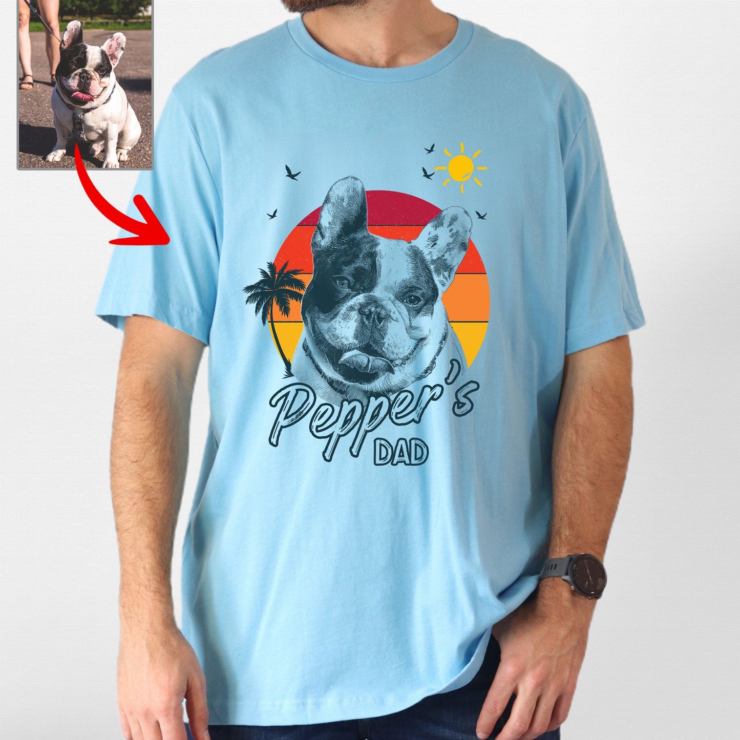 Summer Vibes Customized Dogface T-Shirt for Dad