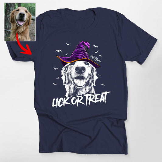 Custom Witch Dog Portrait Halloween T-Shirt