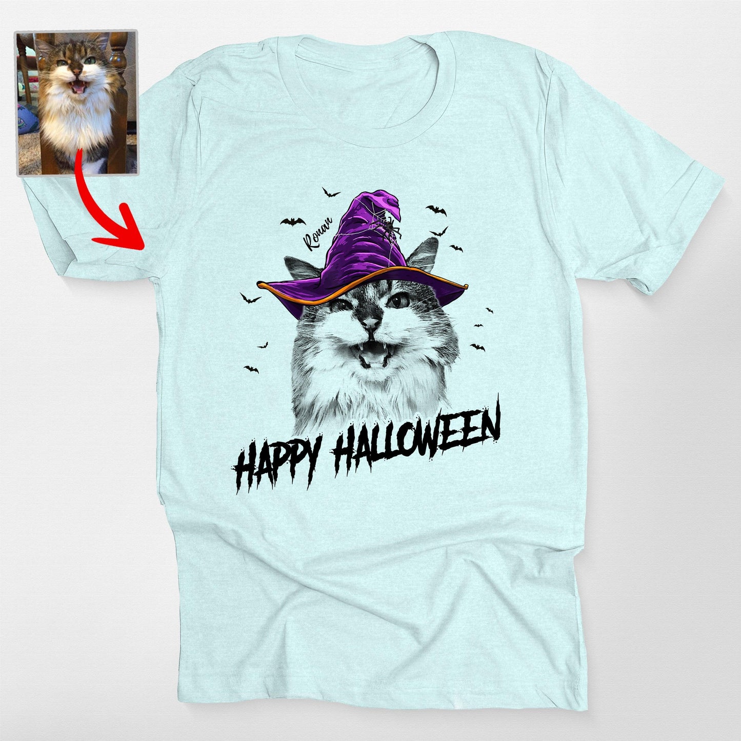Custom Witch Dog Portrait Halloween T-Shirt