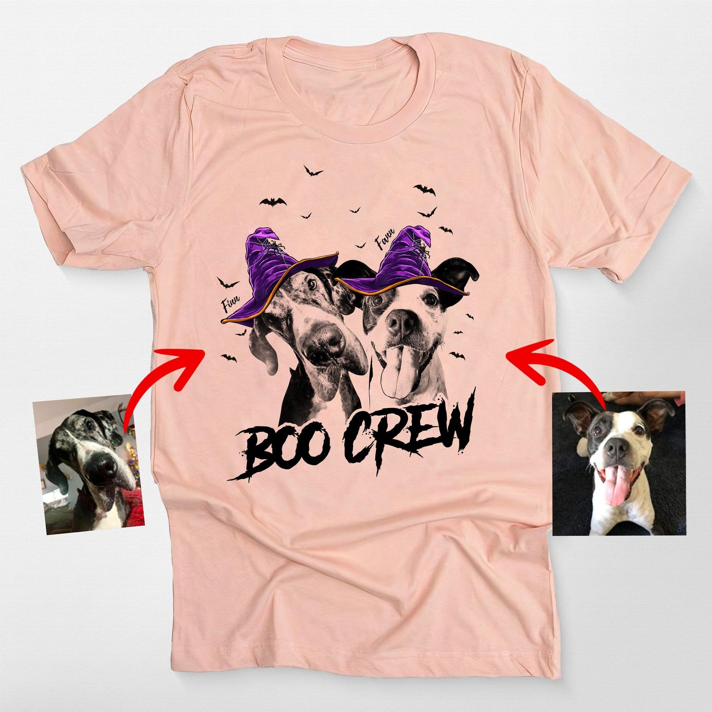 Custom Witch Dog Portrait Halloween T-Shirt