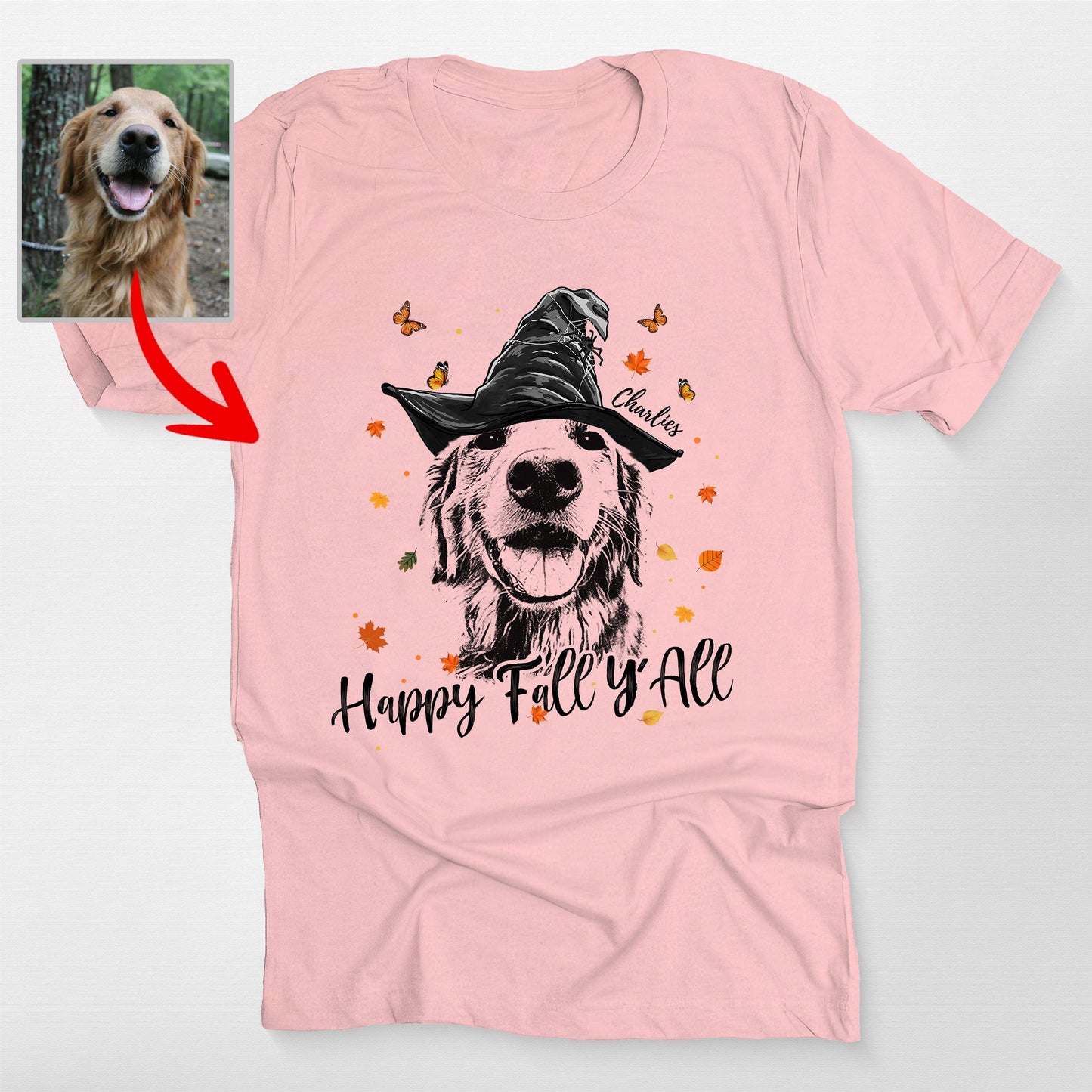 Happy Fall Y'all CustomDog Sketch Unisex T-Shirt Halloween Gift For Dog Lover