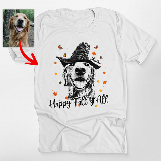 Happy Fall Y'all CustomDog Sketch Unisex T-Shirt Halloween Gift For Dog Lover