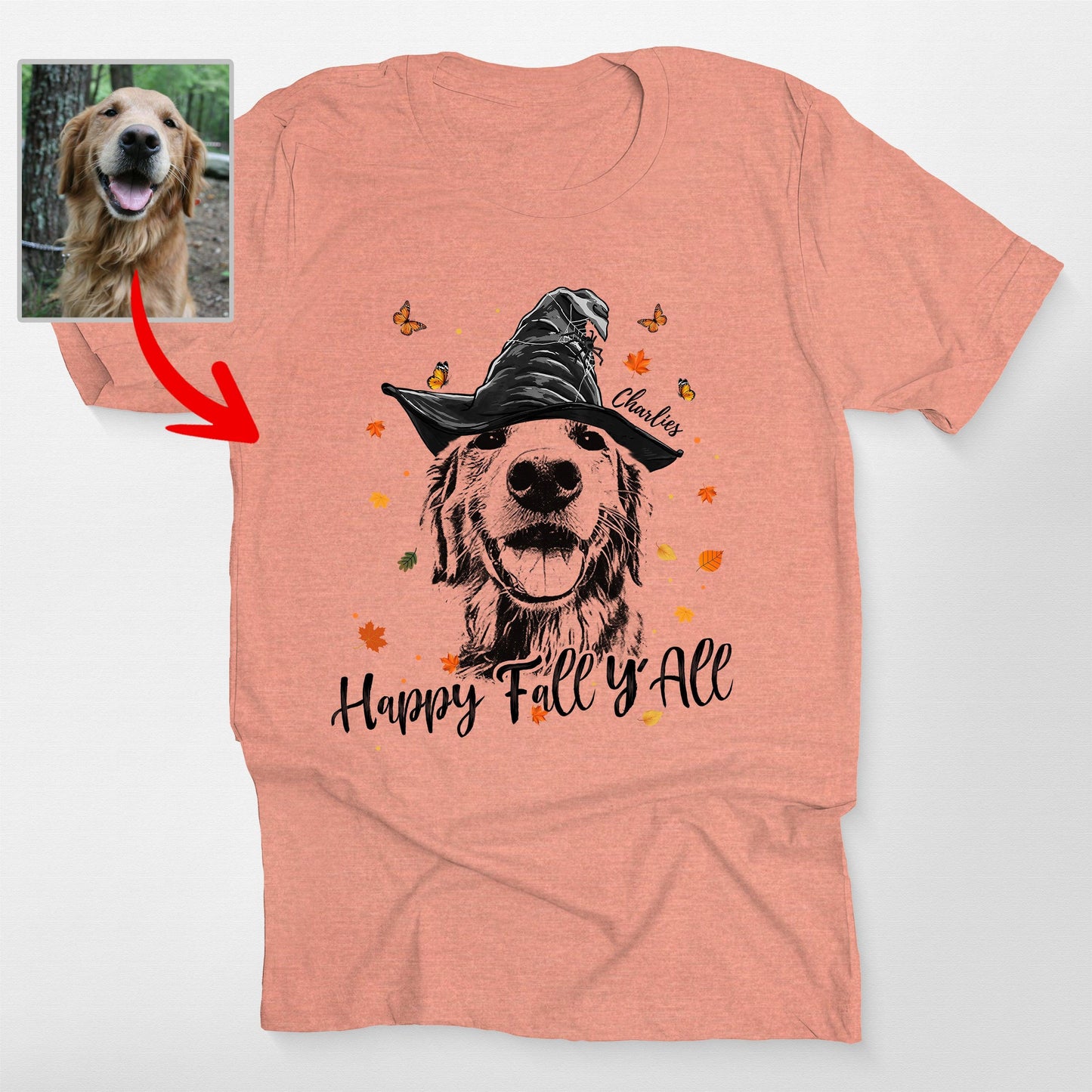 Happy Fall Y'all CustomDog Sketch Unisex T-Shirt Halloween Gift For Dog Lover