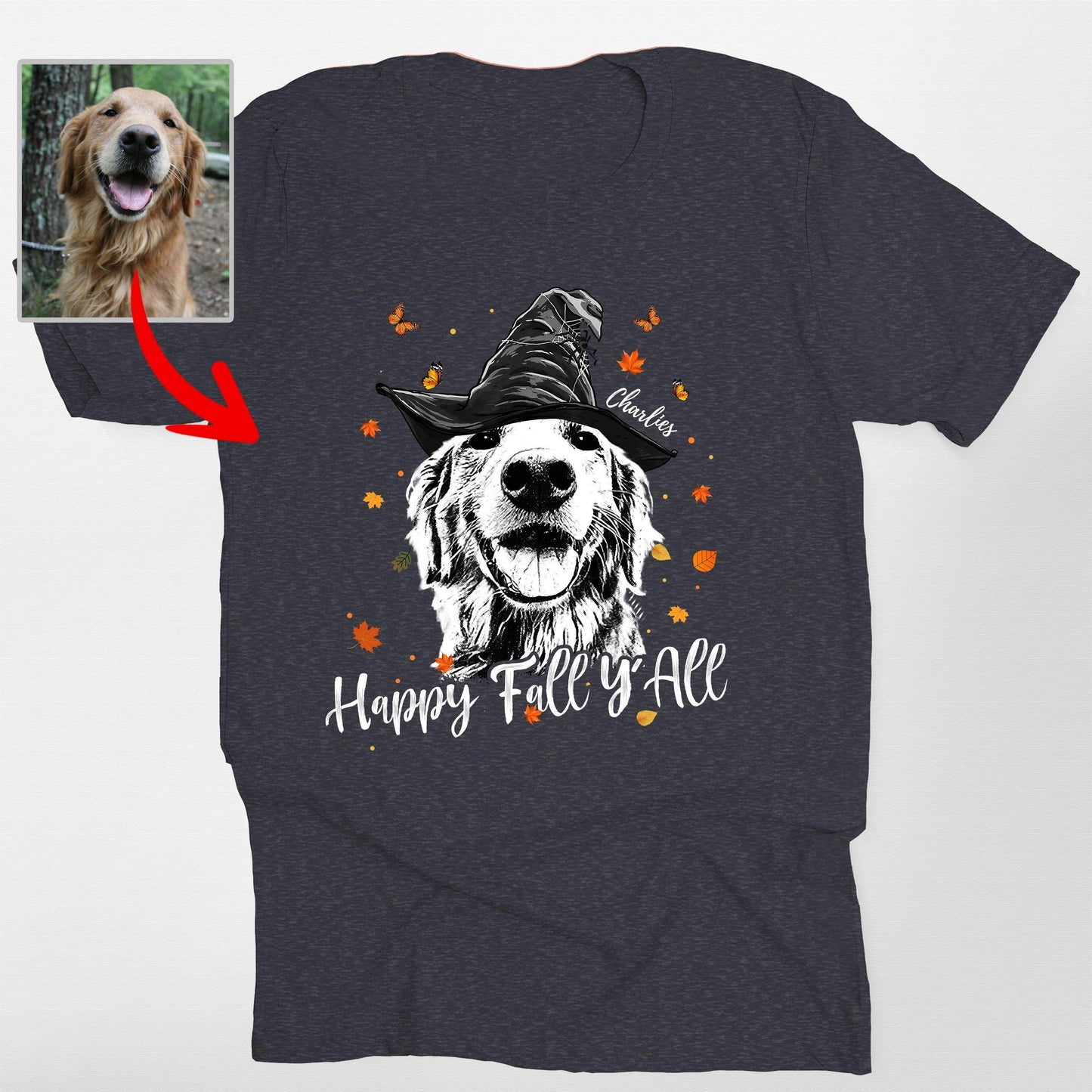 Happy Fall Y'all CustomDog Sketch Unisex T-Shirt Halloween Gift For Dog Lover