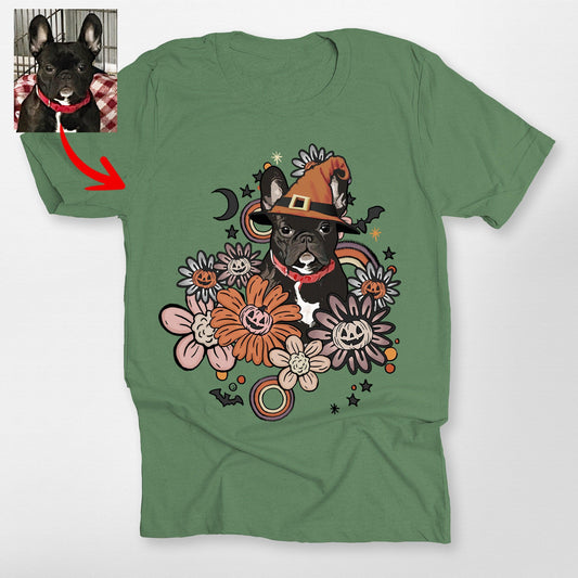Custom Dog In Flora Bella Canvas Shirt for Dog Moms Halloween Graphic Tees