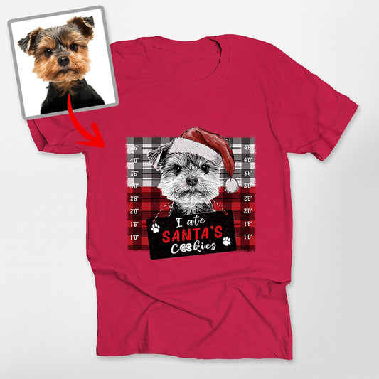 Christmas Custom Dog Portrait Bella Canvas T-Shirt Gift for Dog Lovers