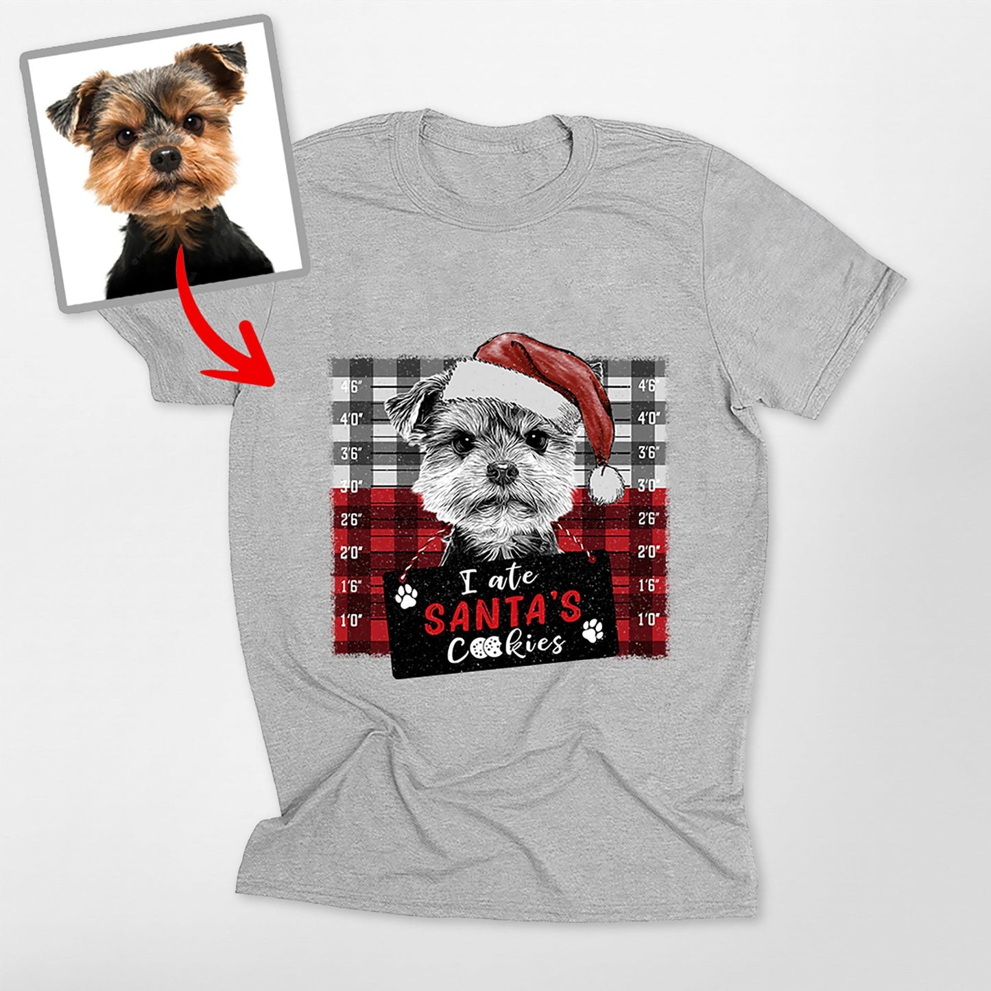 Christmas Custom Dog Portrait Bella Canvas T-Shirt Gift for Dog Lovers