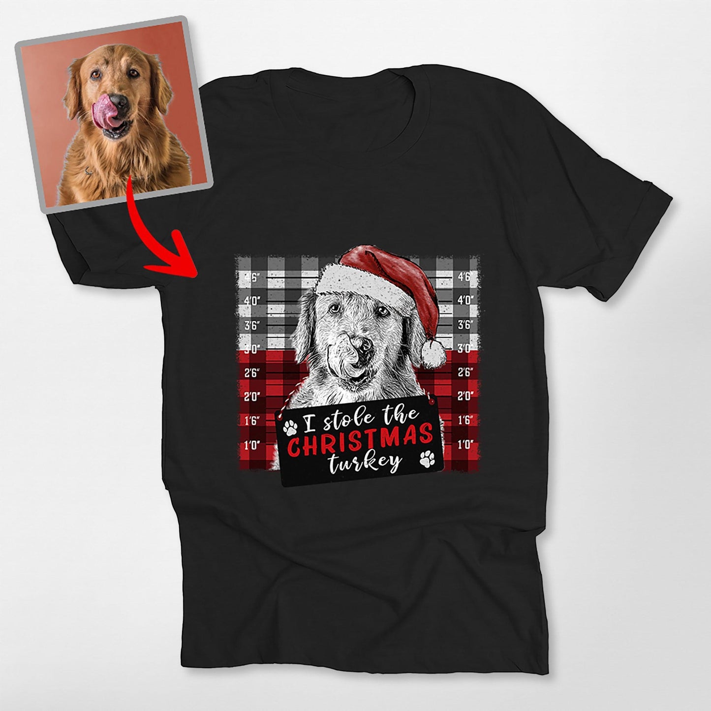 Christmas Custom Dog Portrait Bella Canvas T-Shirt Gift for Dog Lovers