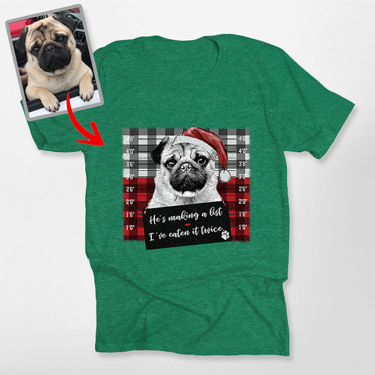 Christmas Custom Dog Portrait Bella Canvas T-Shirt Gift for Dog Lovers