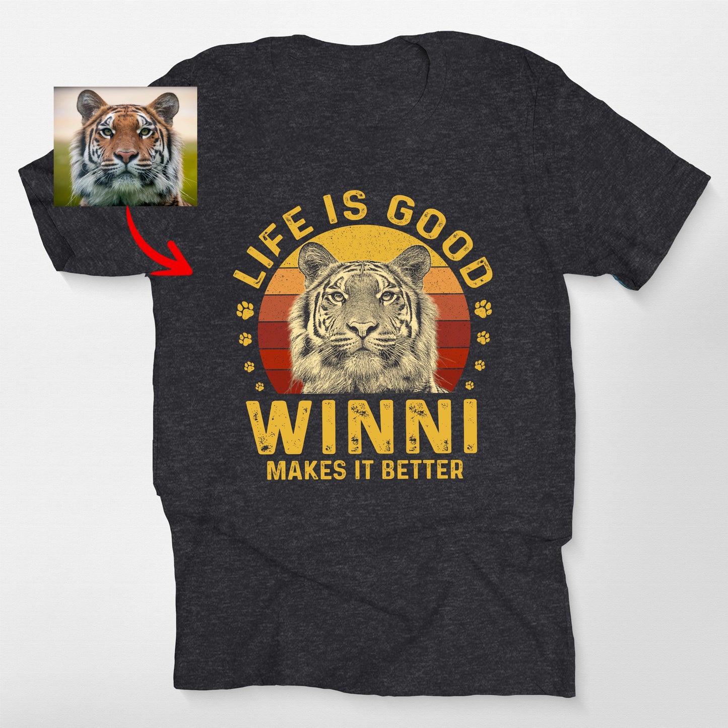 Life Is Good Custom Dogface Retro Sunset Shirt