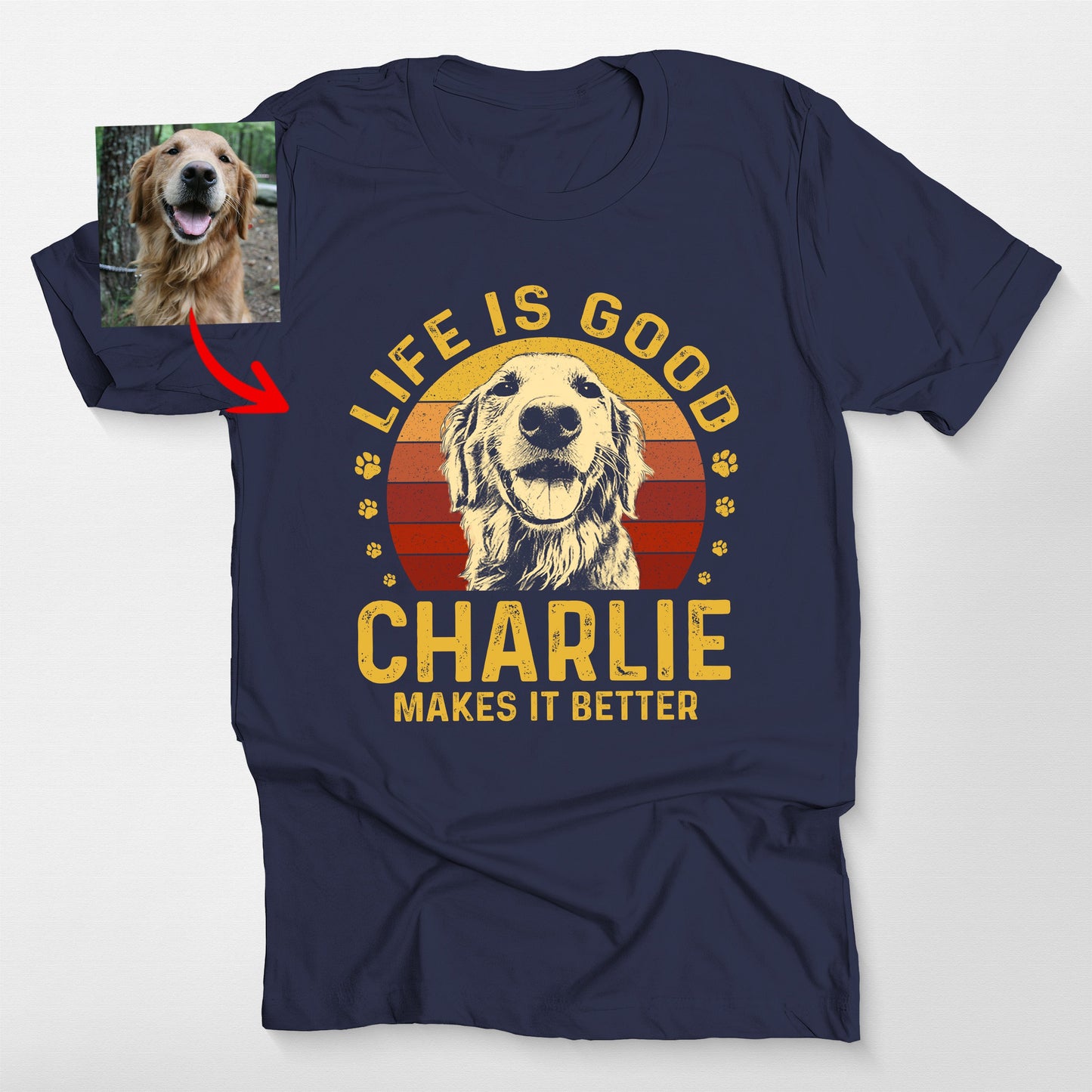 Life Is Good Custom Dogface Retro Sunset Shirt