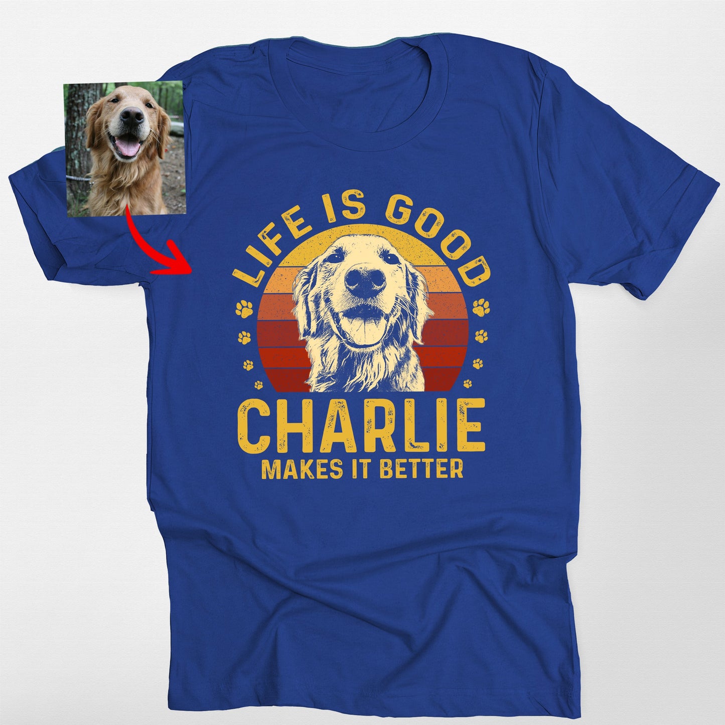 Life Is Good Custom Dogface Retro Sunset Shirt