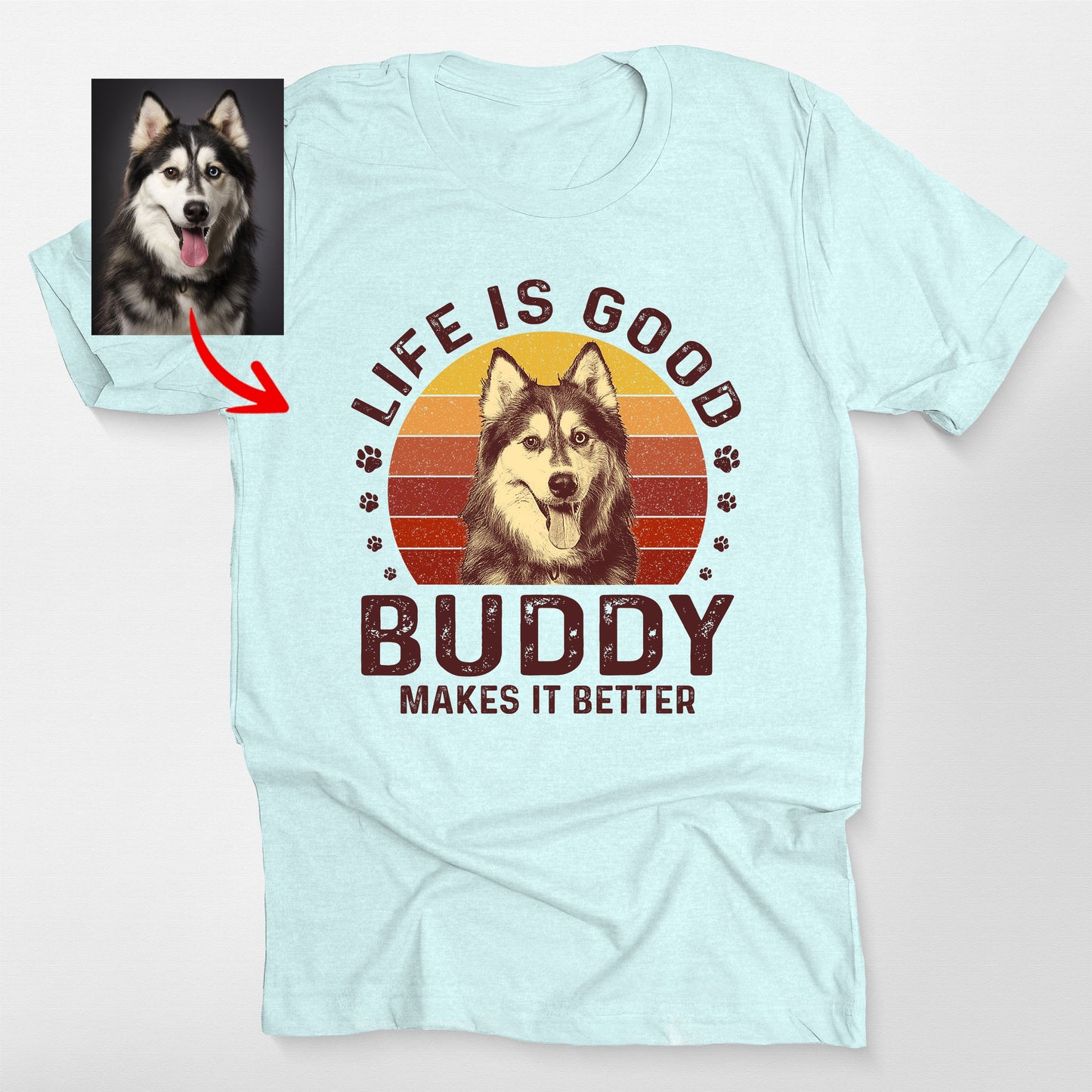Life Is Good Custom Dogface Retro Sunset Shirt