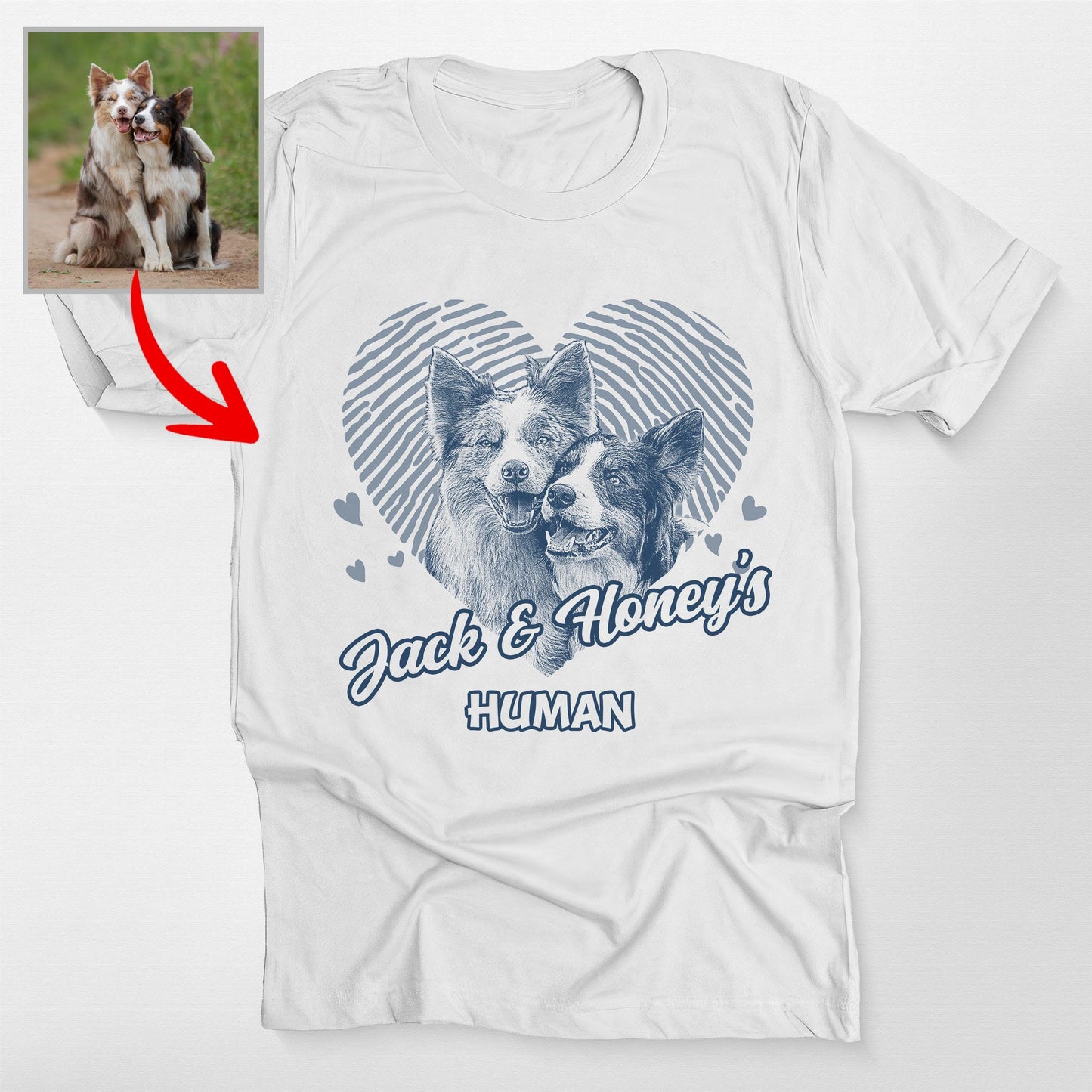 Lovable Custom Dogface with Heart T-shirt