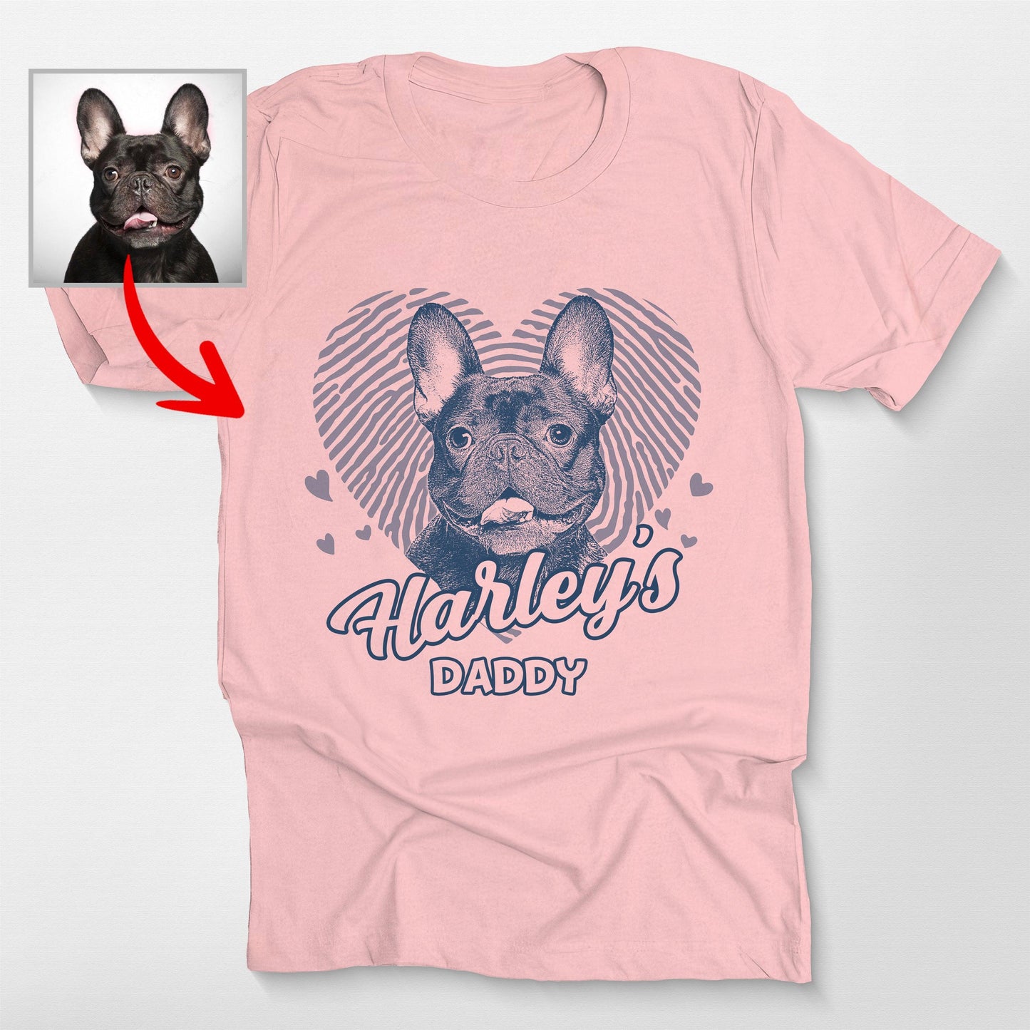 Lovable Custom Dogface with Heart T-shirt