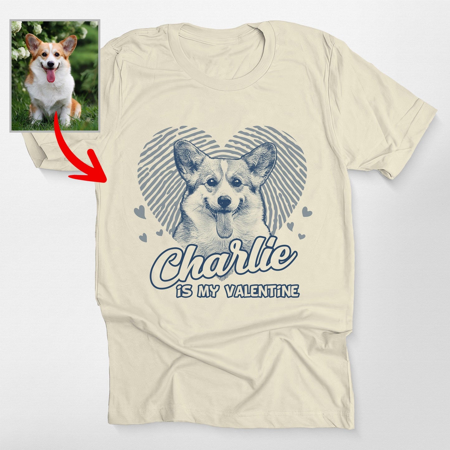 Lovable Custom Dogface with Heart T-shirt