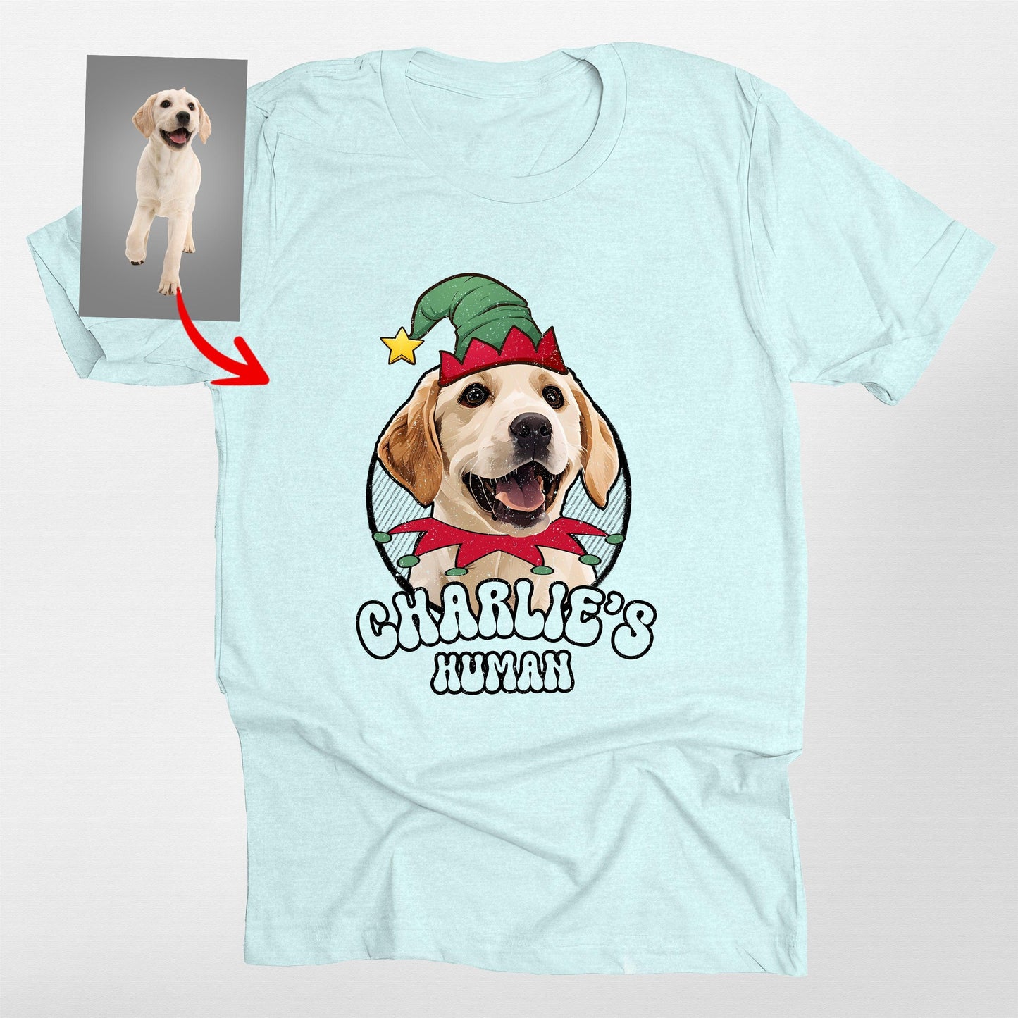 Funny Dog Elf Christmas T-Shirt For Fog Lovers. Bella Canvas Tee