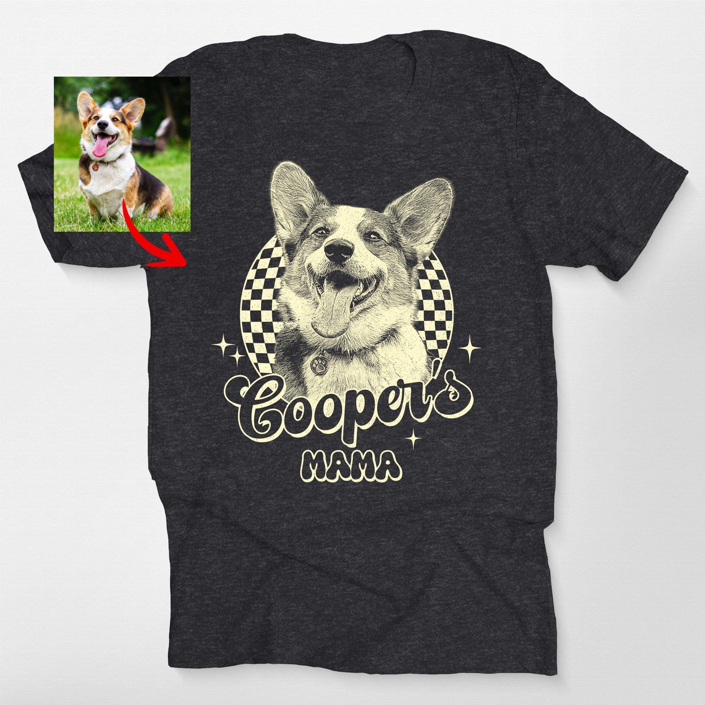 Groovy Checkered Custom Dogface Unisex T-shirt