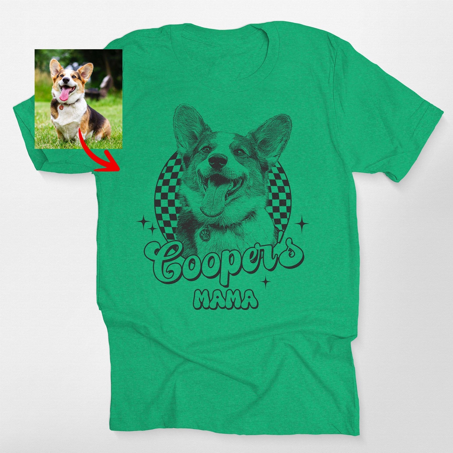 Groovy Checkered Custom Dogface Unisex T-shirt