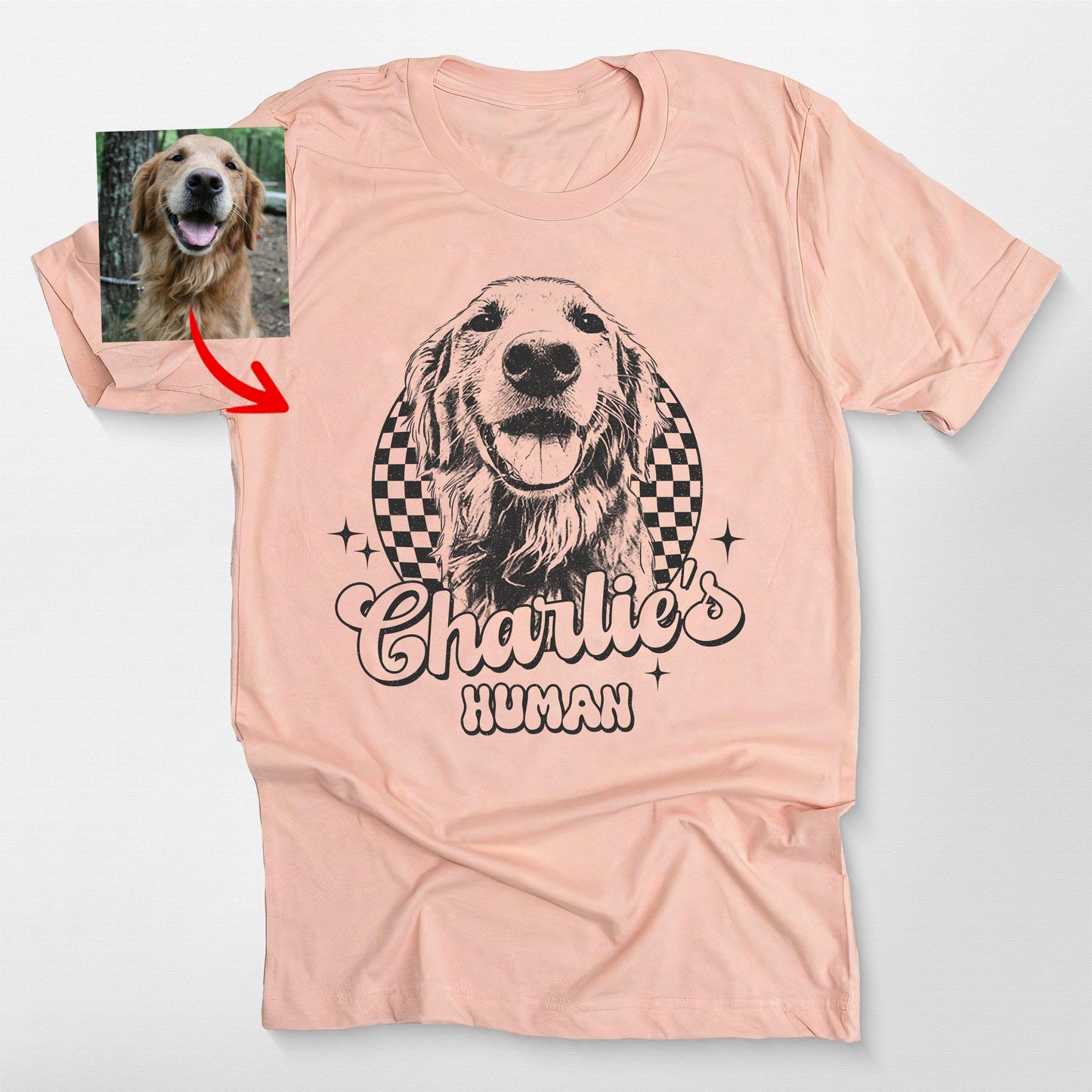 Groovy Checkered Custom Dogface Unisex T-shirt