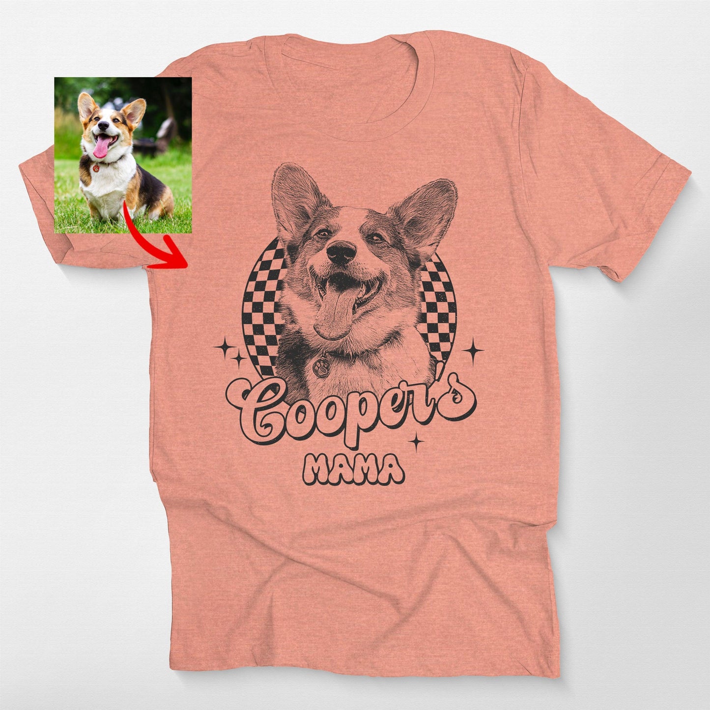 Groovy Checkered Custom Dogface Unisex T-shirt