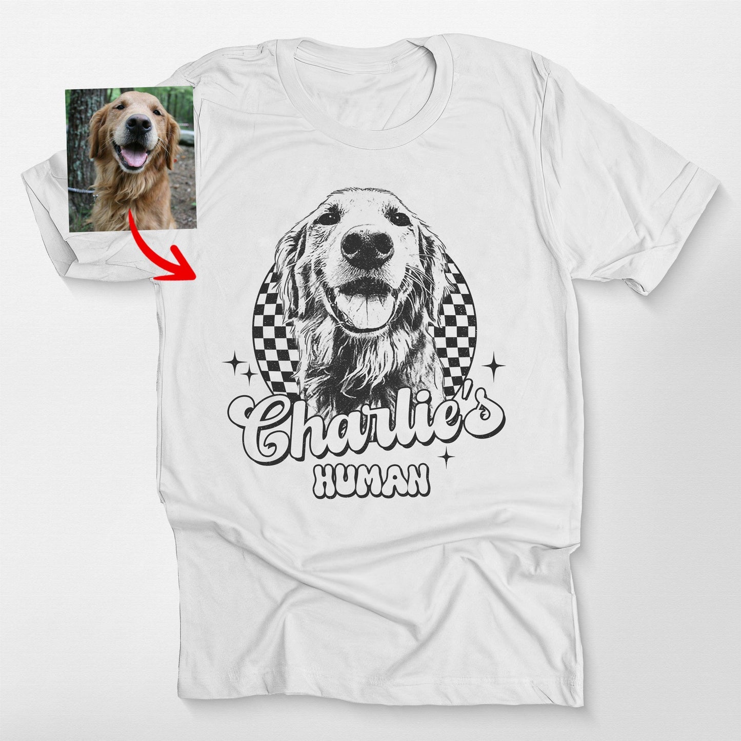 Groovy Checkered Custom Dogface Unisex T-shirt
