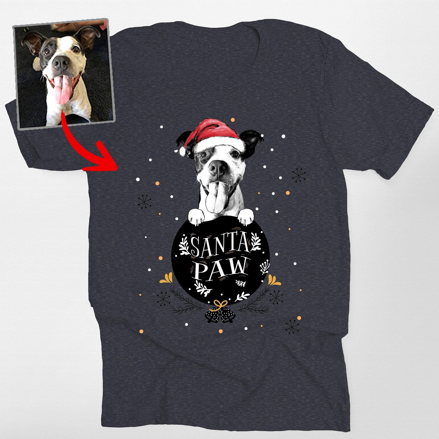 Funny Dog Christmas Bella Canvas Shirt - Custom Dog Portrait Gift