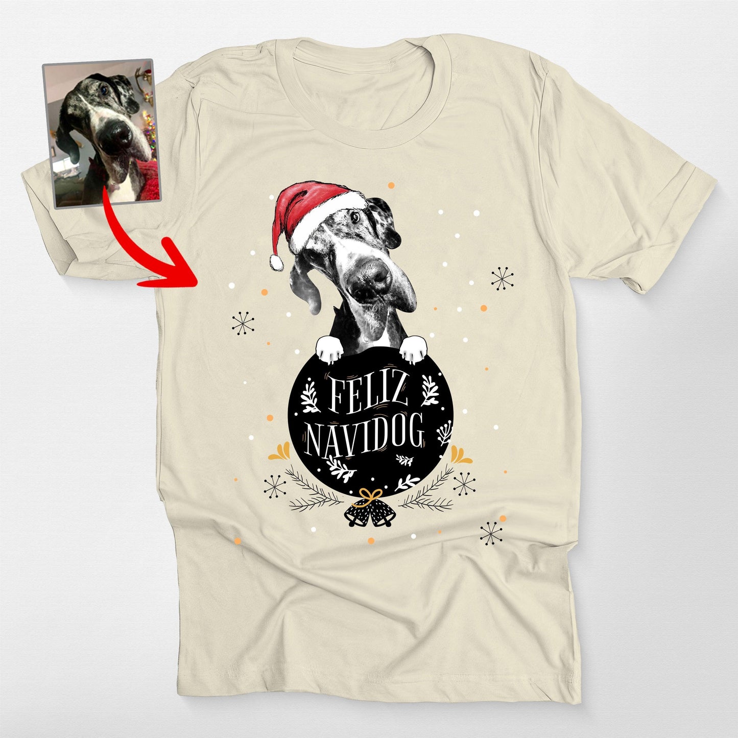 Funny Dog Christmas Bella Canvas Shirt - Custom Dog Portrait Gift
