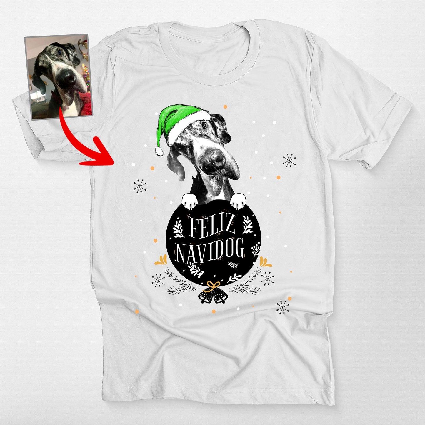 Funny Dog Christmas Bella Canvas Shirt - Custom Dog Portrait Gift